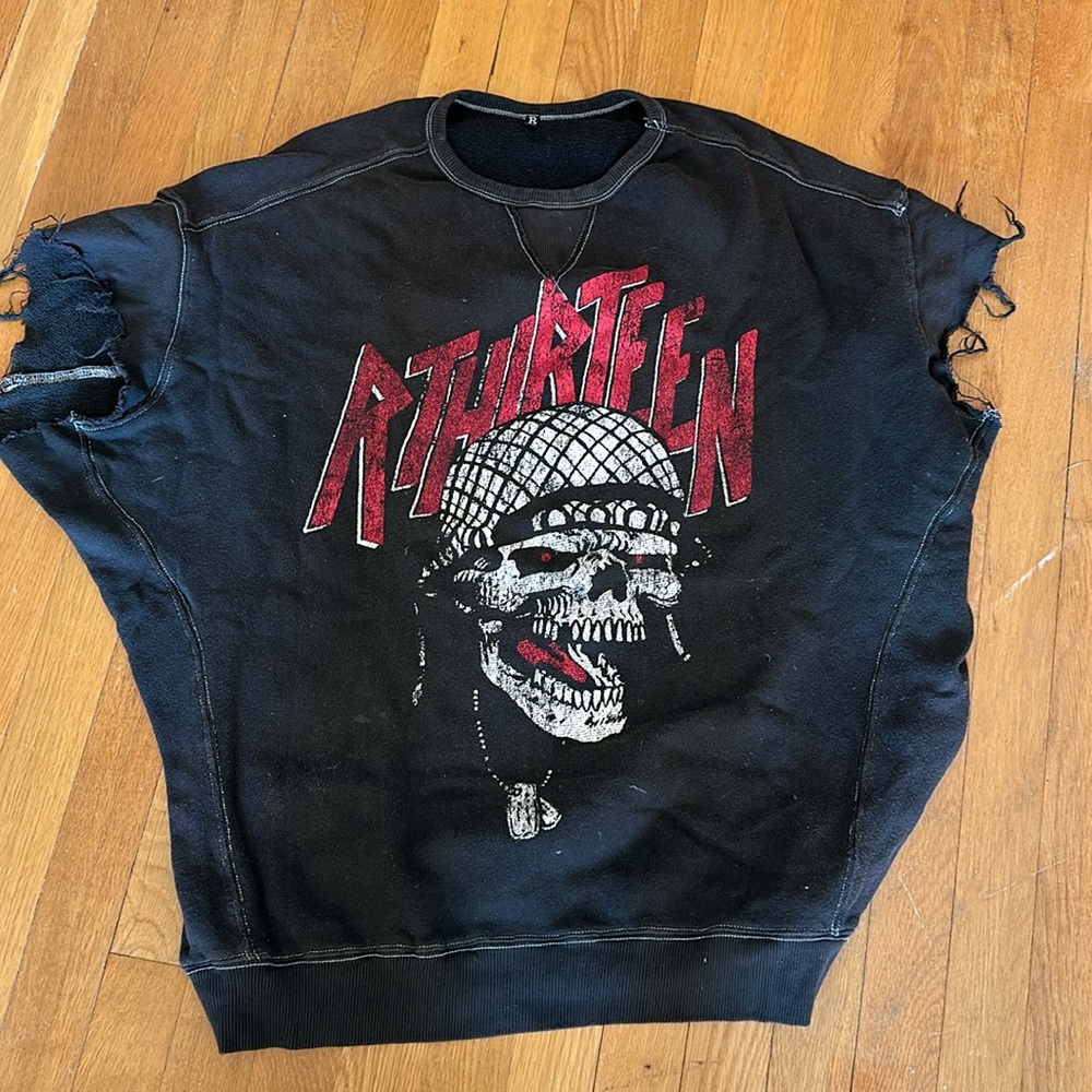 R13 skull cut off sweatshirt